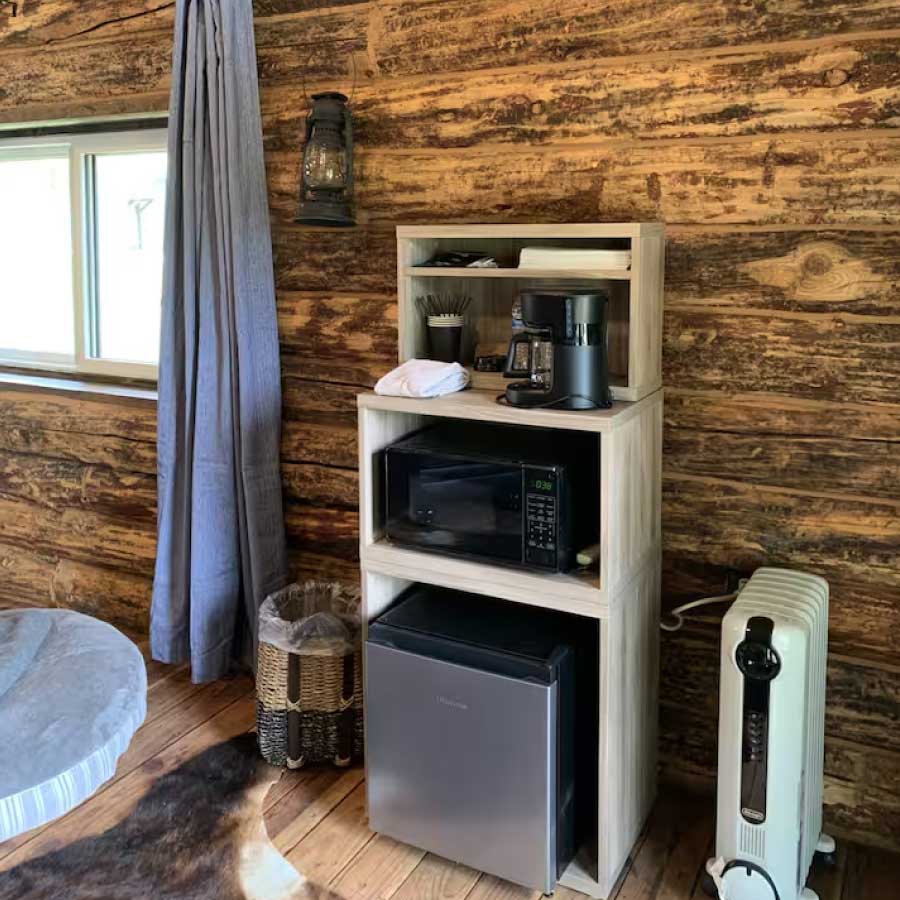 Mini-fridge, microwave and coffee service